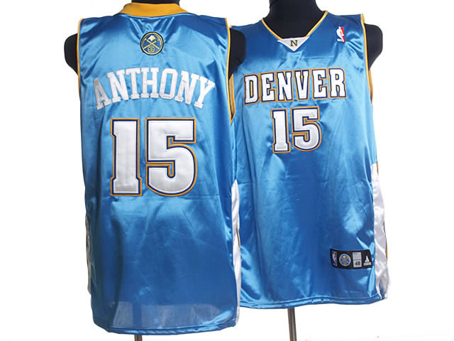 NBA Denver Nuggets 15 Camerlo Anthony Authentic Light Blue Jersey